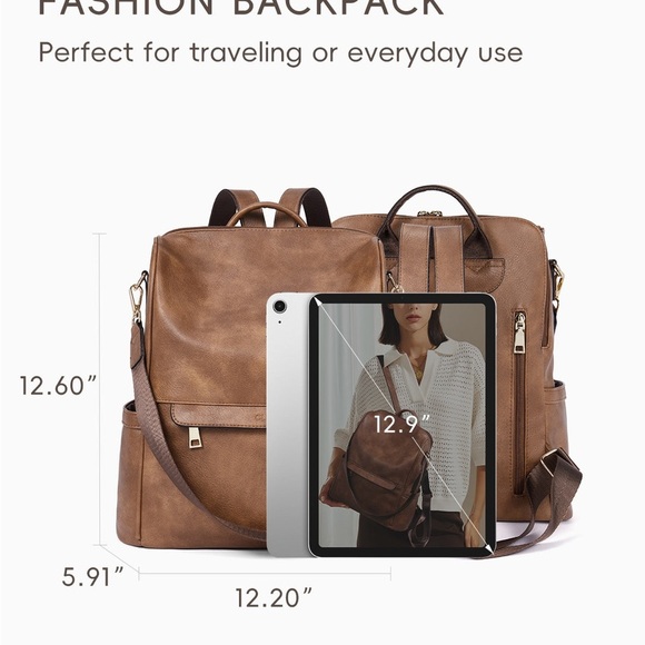 Chic Brown Backpack for Women - Picture 2 of 8